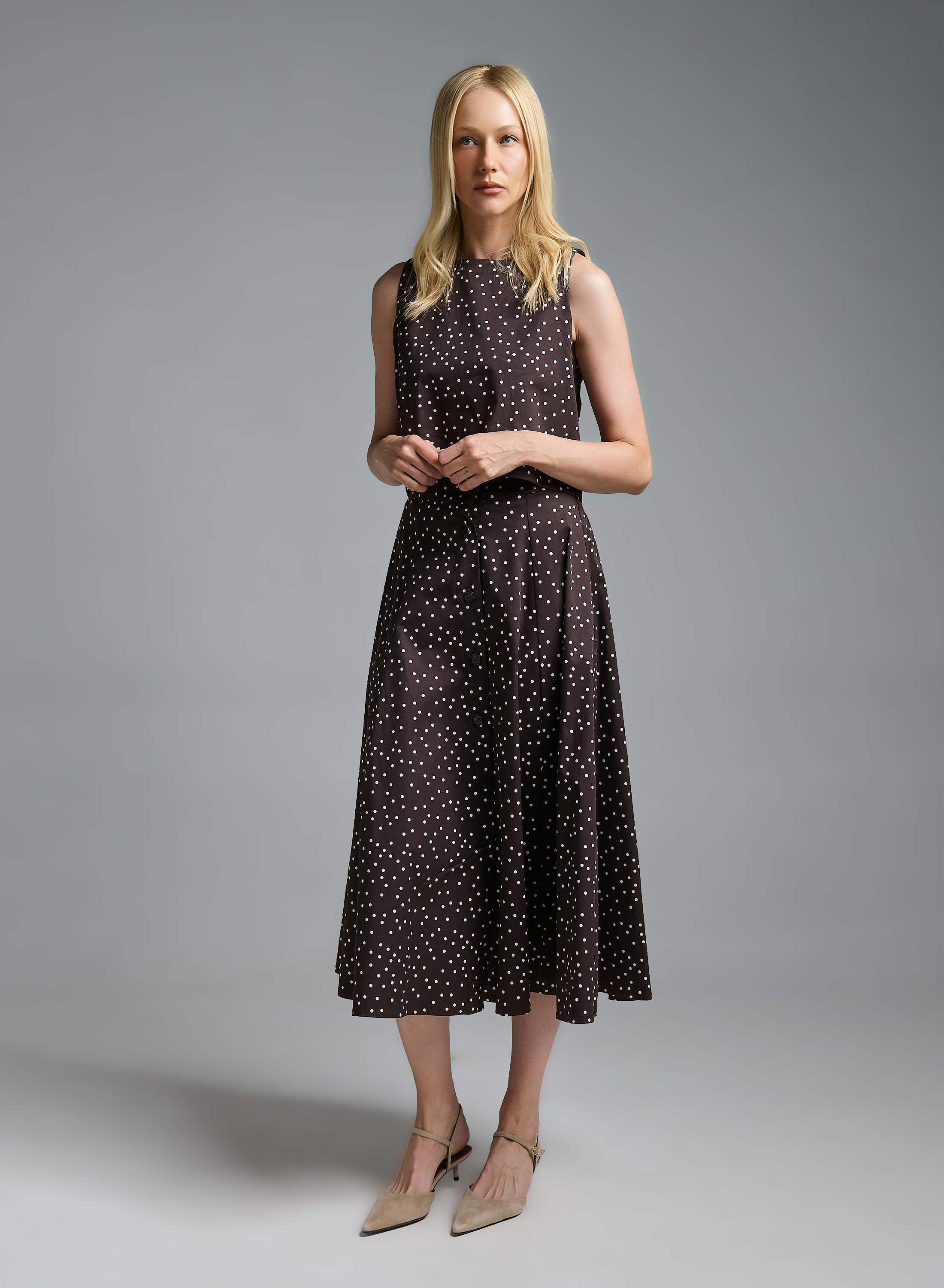 Chocolate polka dot sleeveless Top Motel - 3