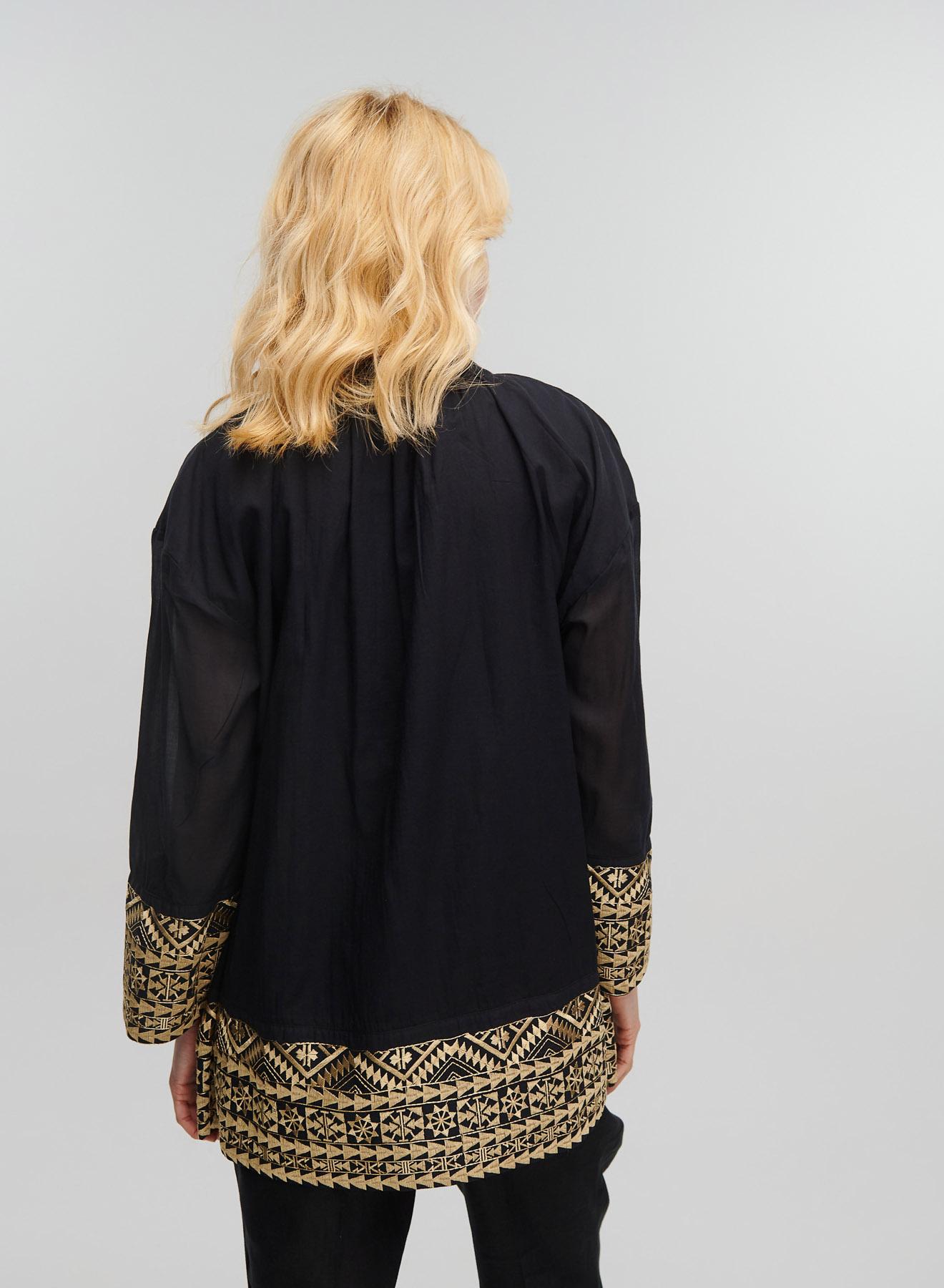 Black-Gold All Over Blouse with long sleeves Greek Archaic Kori - 3