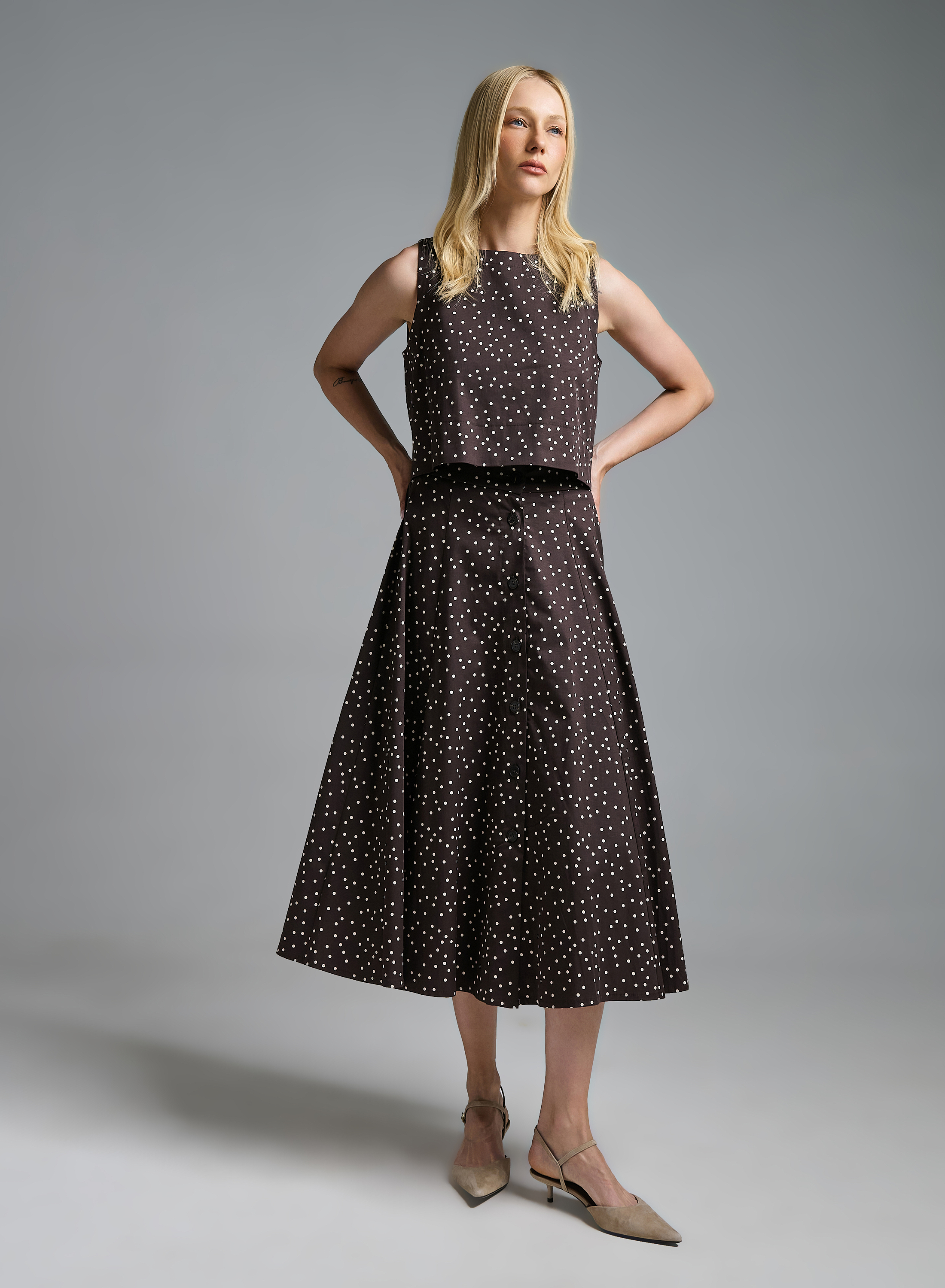 Chocolate polka dot Skirt Motel - 2