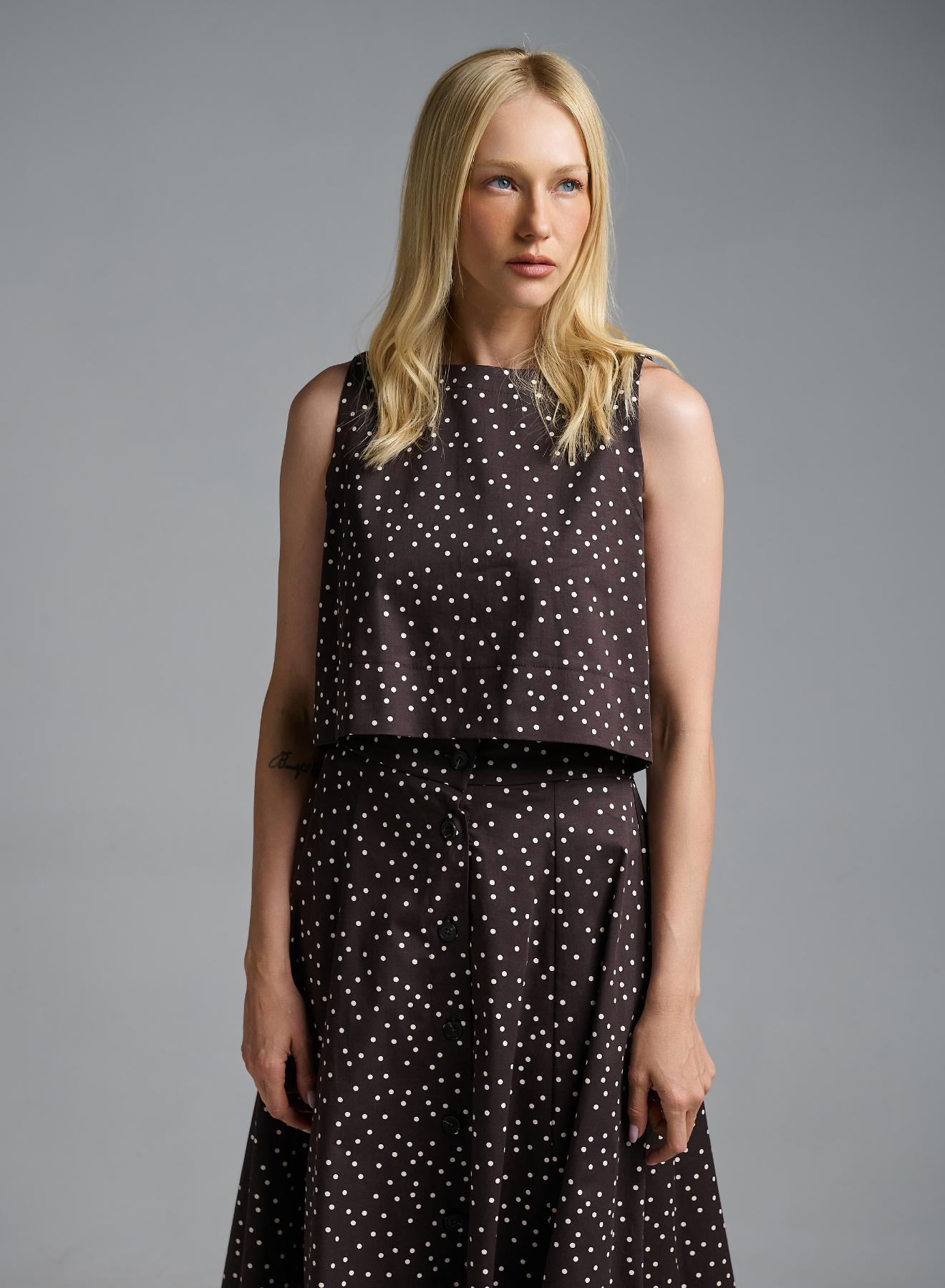 Chocolate polka dot sleeveless Top Motel - 1