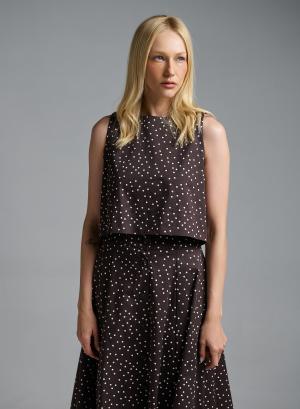 Chocolate polka dot sleeveless Top Motel - 62327