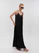 Black silky touch long Dress with straps La Liberta - 1