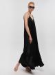 Black silky touch long Dress with straps La Liberta - 3