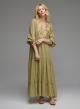 Tea-Gold long new All Over Dress with long sleeves Greek Archaic Kori - 3
