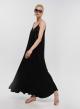 Black silky touch long Dress with straps La Liberta - 0