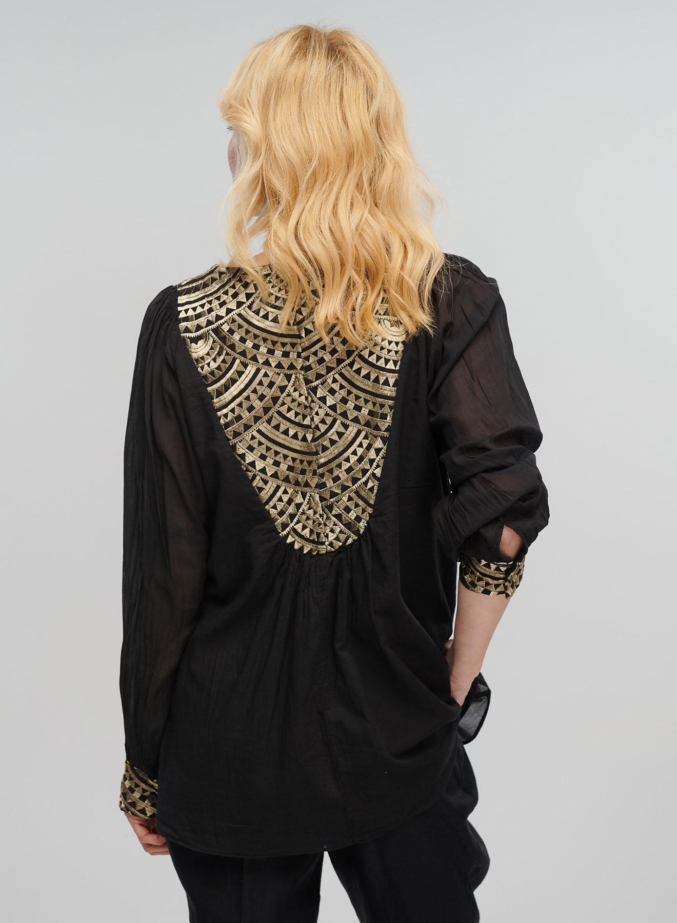 Black-Gold new All Over blouse with long sleeves Greek Archaic Kori - 3