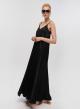 Black silky touch long Dress with straps La Liberta - 4