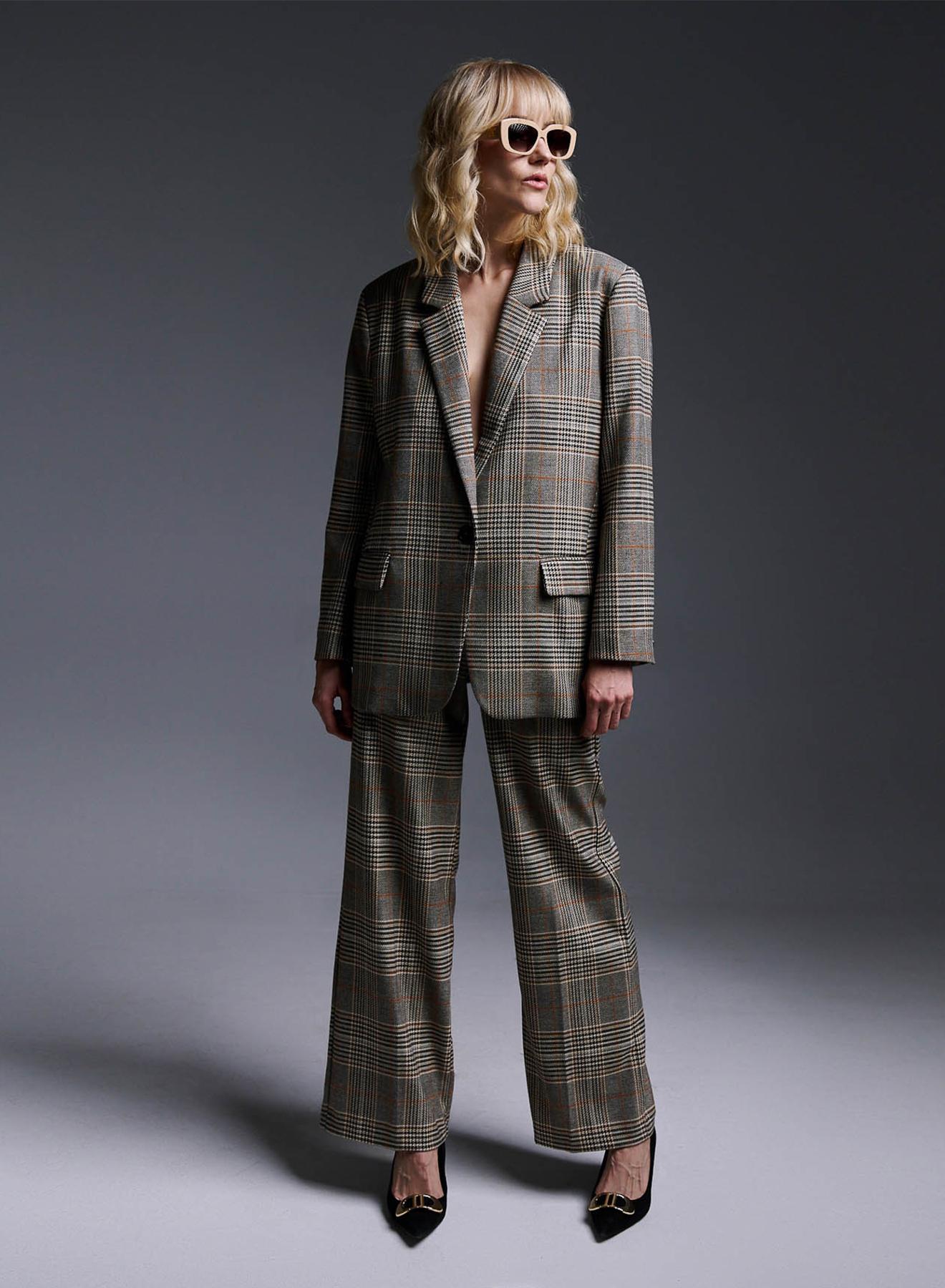 Plaid wide legs Trousers - 1