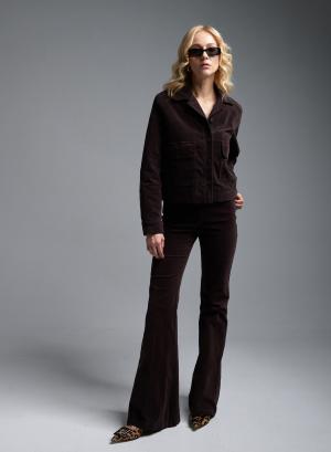 Brown velvet flared Trousers "AROMA" Devotion Twins - 37139