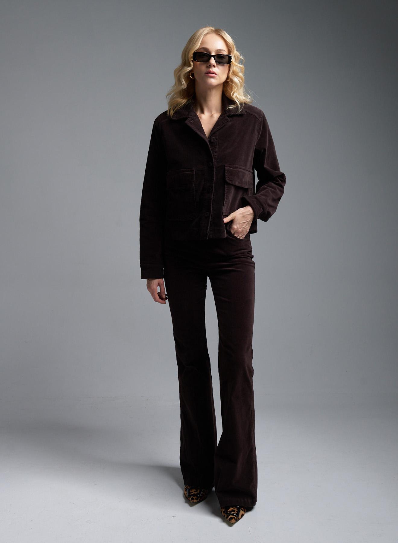 Brown velvet flared Trousers "AROMA" Devotion Twins - 2