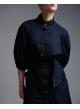 Navy Blue denim Shirt with three quarters balloon sleeves Royal - 2