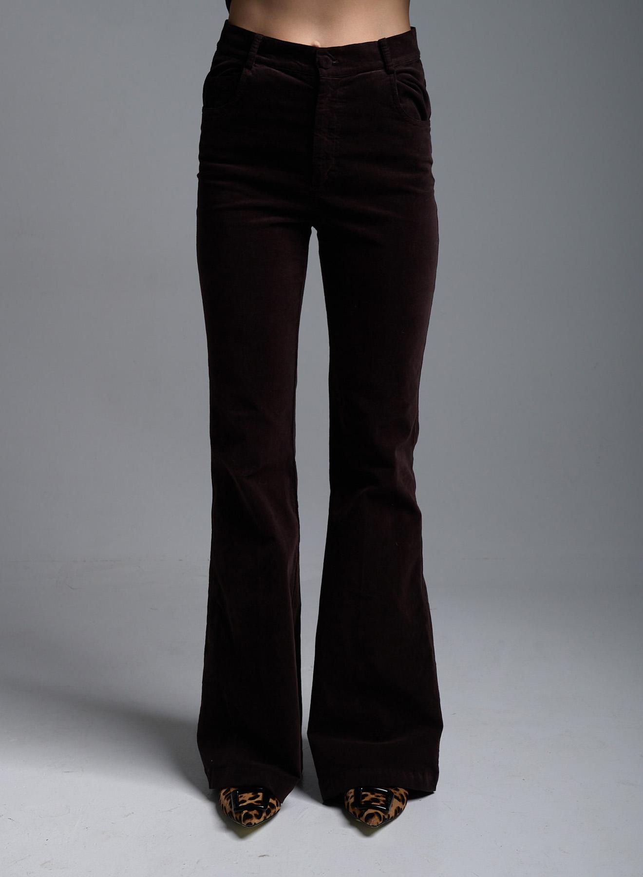 Brown velvet flared Trousers "AROMA" Devotion Twins - 3