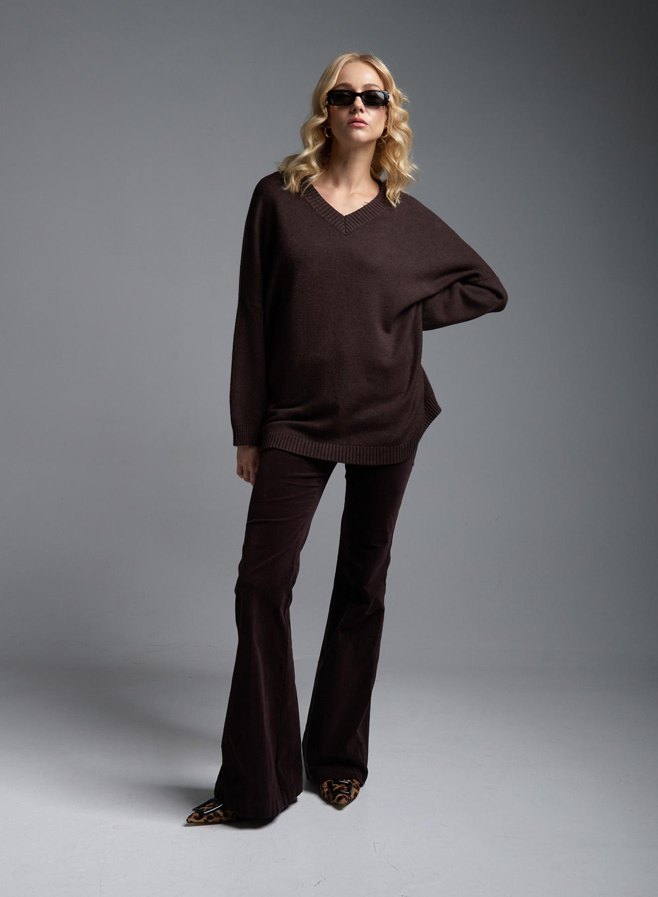 Brown velvet flared Trousers "AROMA" Devotion Twins - 5