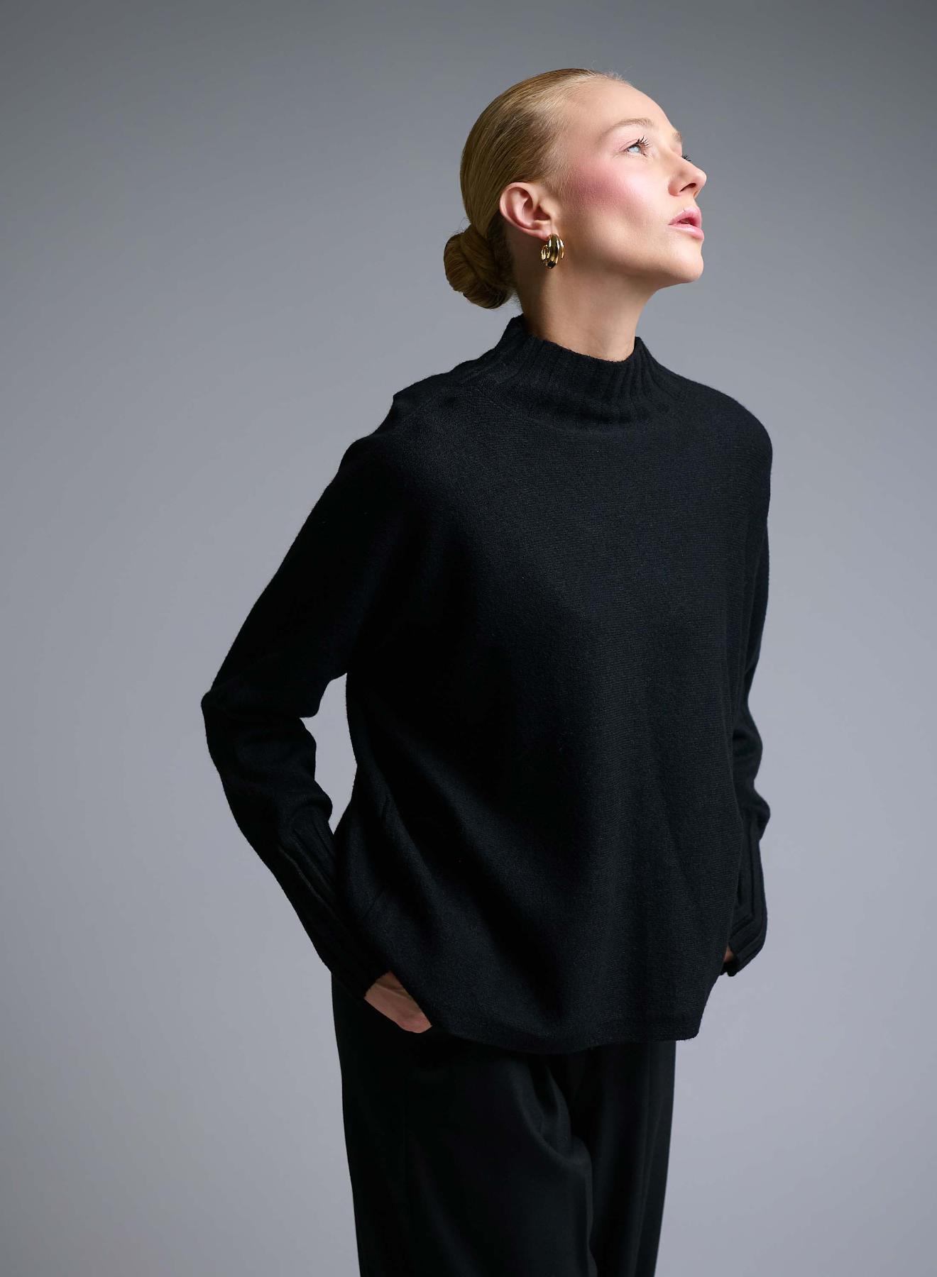 Μαύρο Πουλόβερ ημιζιβάγκο σε χαλαρή γραμμή Valentina Milano - 4