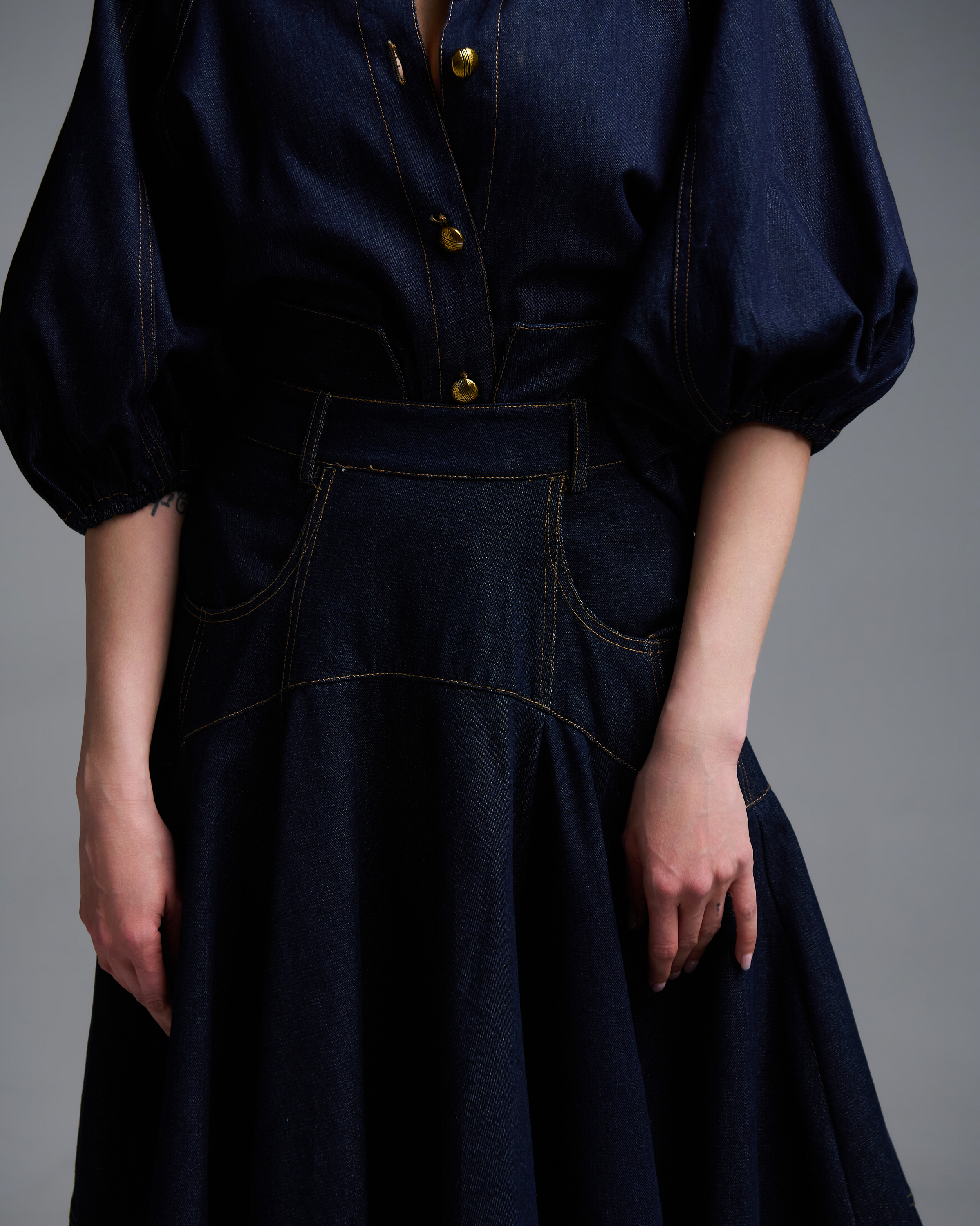 Navy Blue denim Skirt Royal - 2