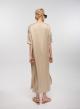 Beige silky touch long Dress with short sleeves Clothe - 2