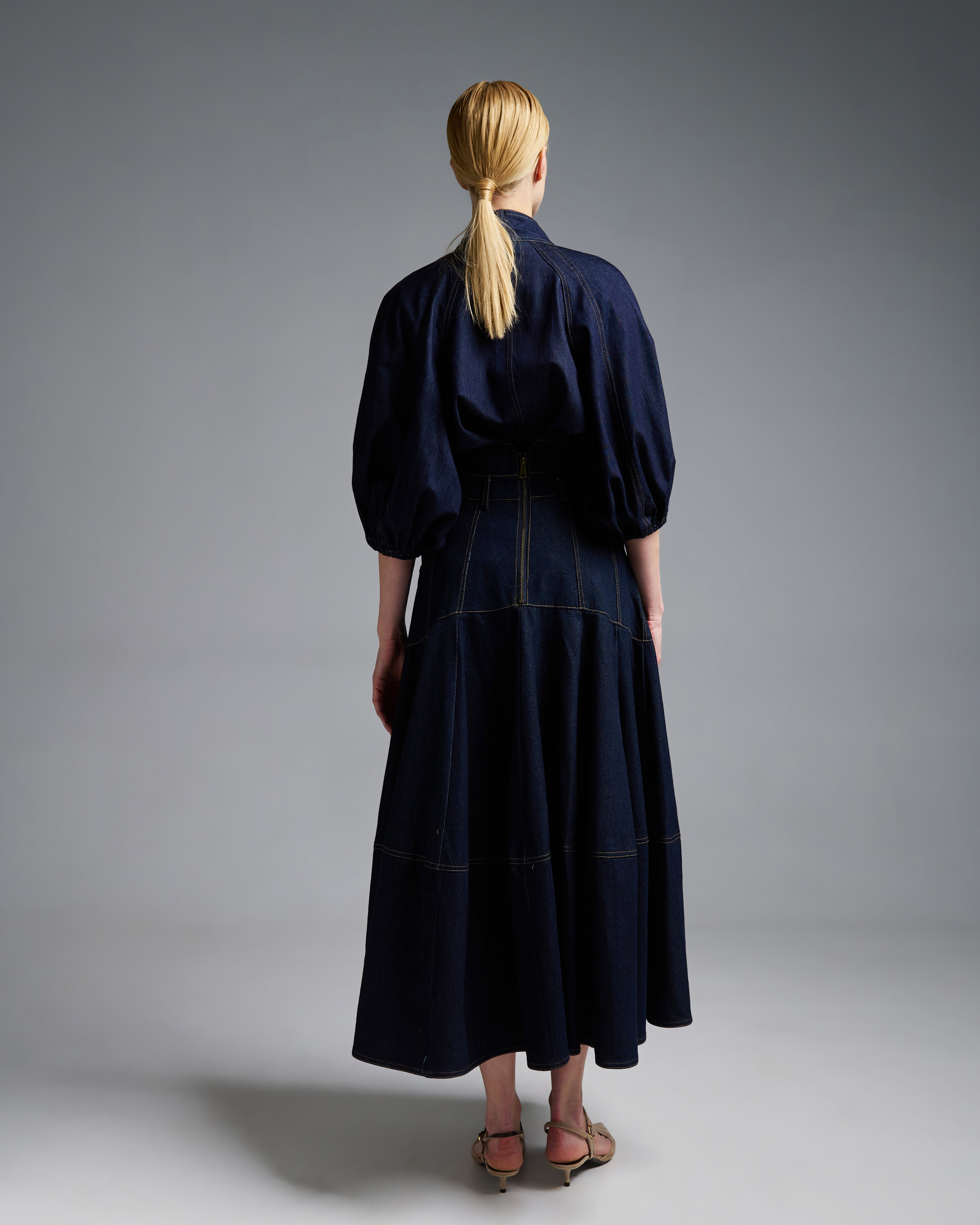 Navy Blue denim Skirt Royal - 5