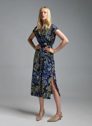 Floral Πουκαμισοφόρεμα ποπλίνα με ζώνη Emme Marella - 62423