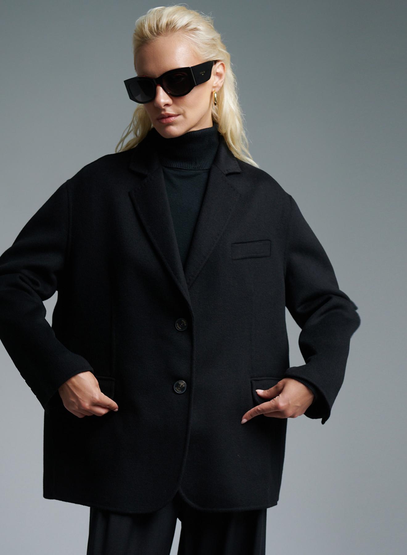 Black oversized Cardigan Coat Vicolo - 6