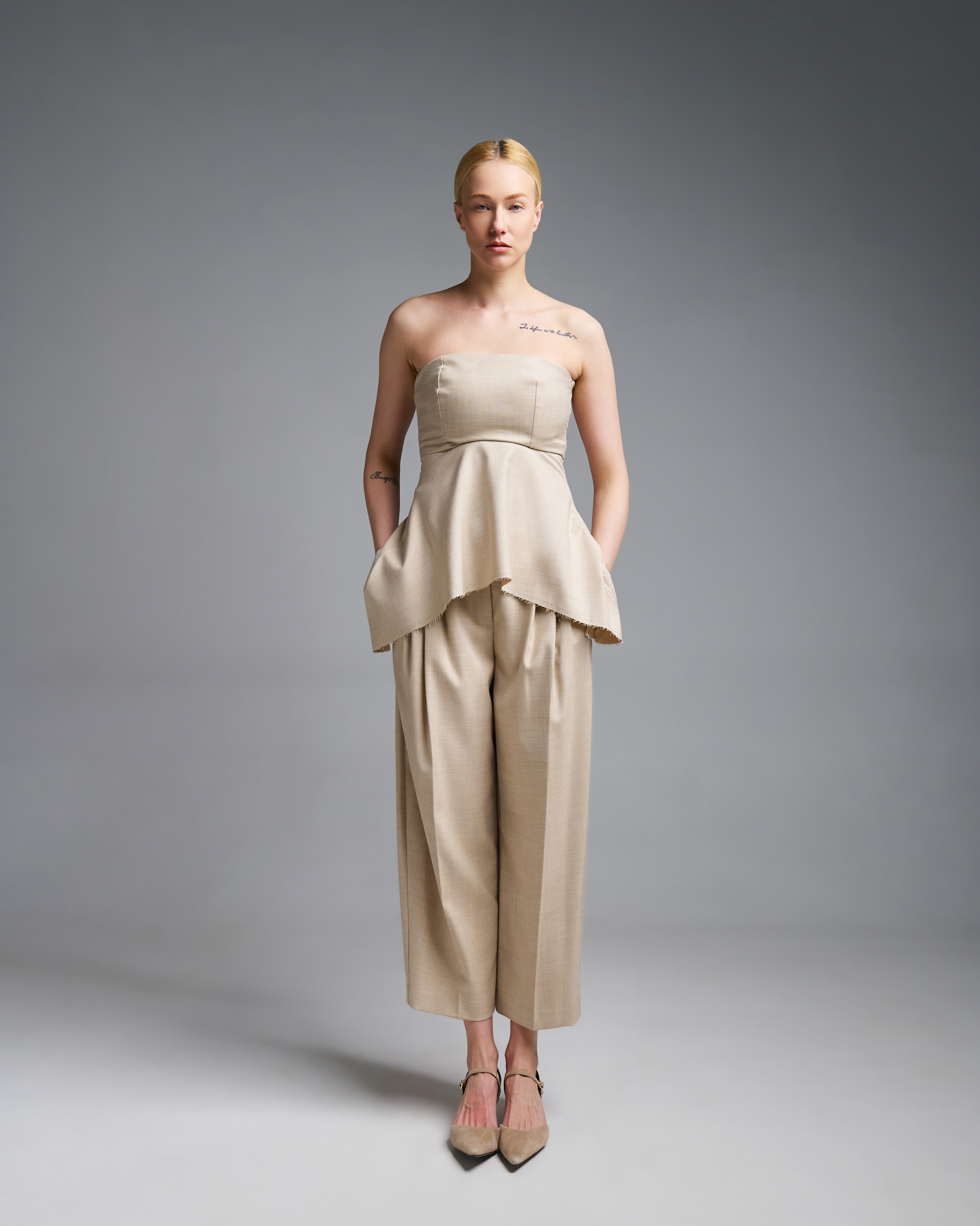 Beige pleated ankle Trousers Vicolo - 0