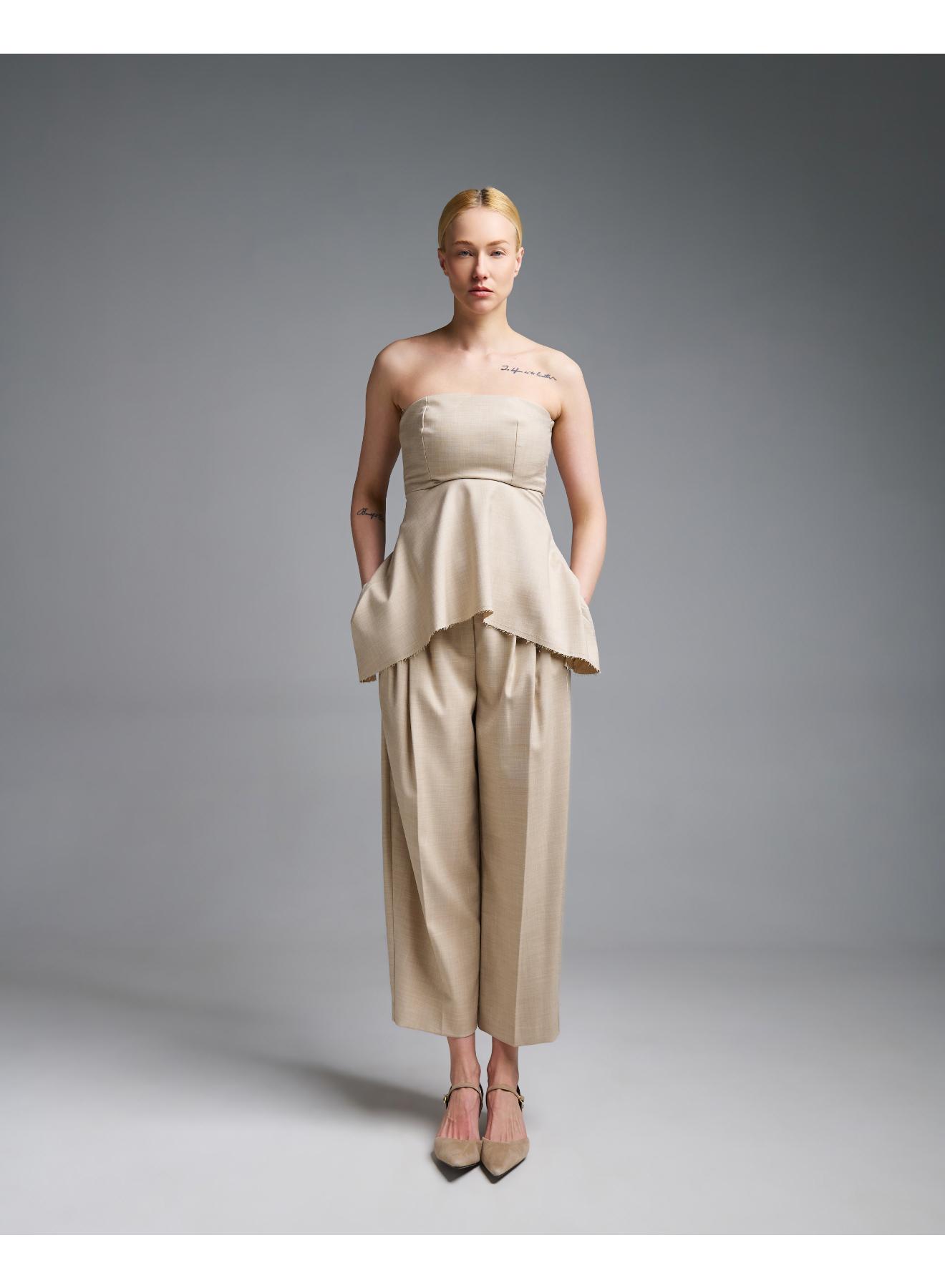 Beige pleated ankle Trousers Vicolo - 1
