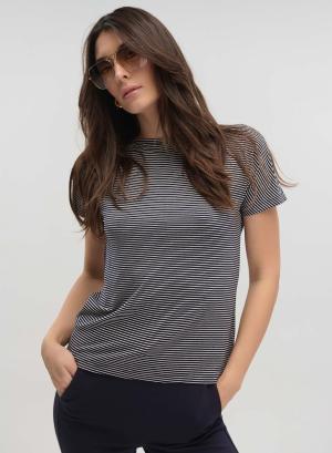 Navy Blue-Λευκό ριγέ T-shirt Emme Marella - 42177