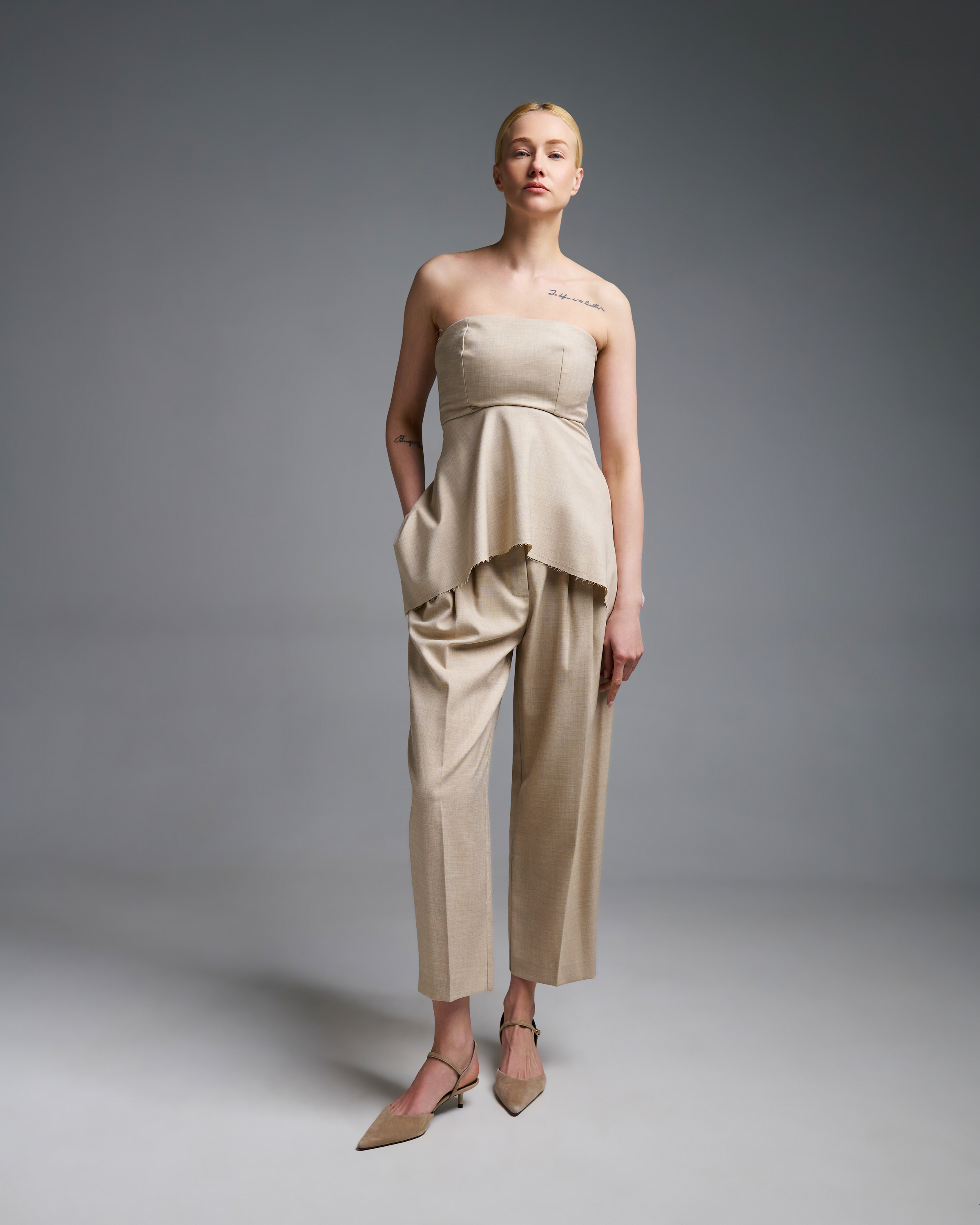 Beige pleated ankle Trousers Vicolo - 1