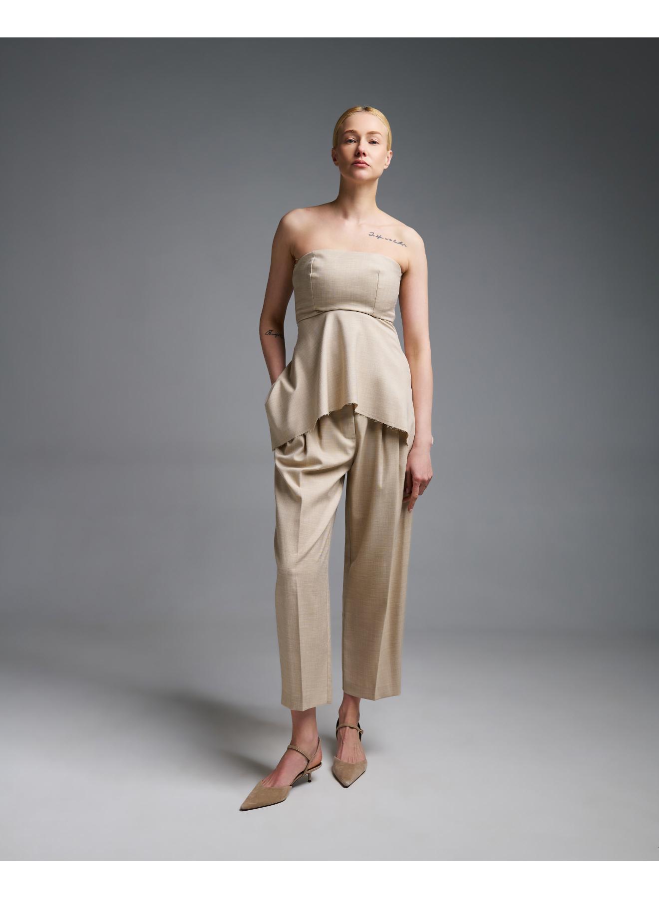 Beige pleated ankle Trousers Vicolo - 2