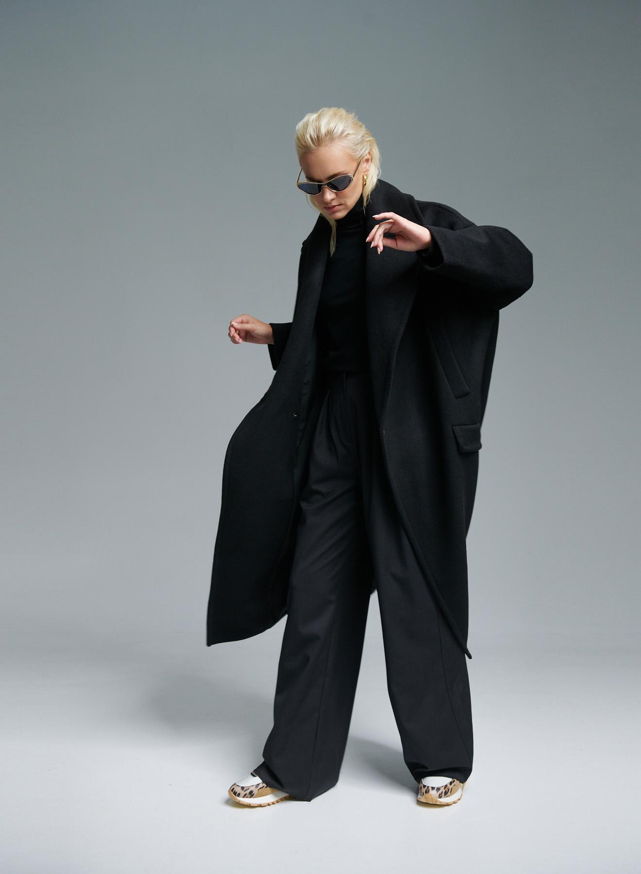 Black long oversized Coat Imperial  - 3