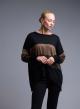Black-Brown loose fit Sweater with wide stripes See - 2