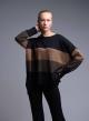 Black-Brown loose fit Sweater with wide stripes See - 0