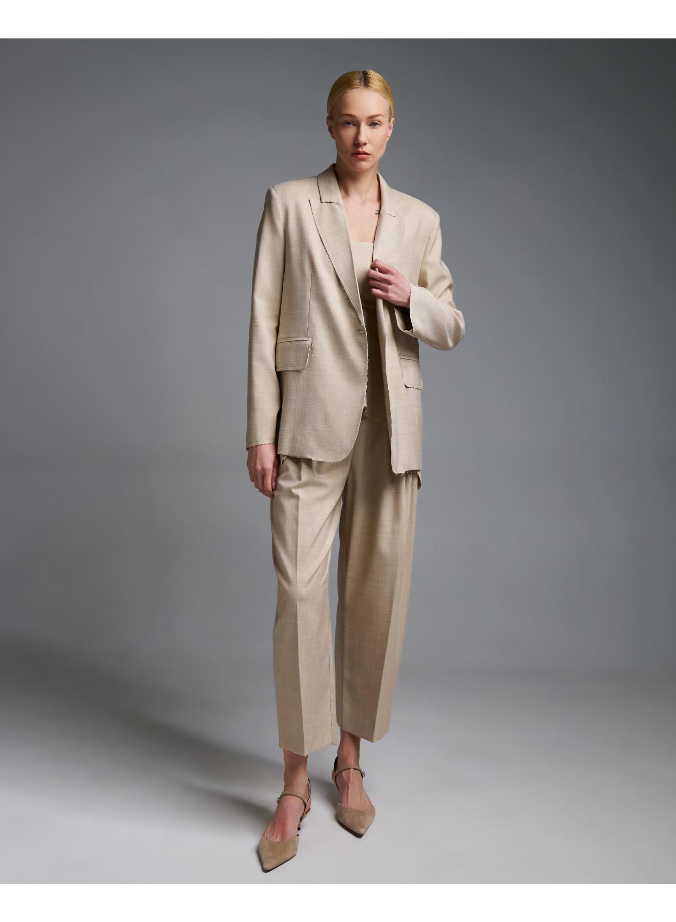 Beige single buttoned Jacket with raw edge hems Vicolo - 1