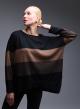Black-Brown loose fit Sweater with wide stripes See-6