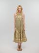 Tea-Gold linen Dress feather with halter neck Greek Archaic Kori - 0