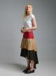 White-Camel-Red-Chocolate Dress with short sleevess wit two different fabrics and with ruffles Motel - 0