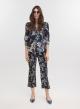 Navy Blue floral cropped Παντελόνι σε ίσια γραμμή Emme Marella - 1
