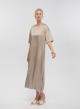 Taupe silky touch long Dress with short sleeves Clothe - 0