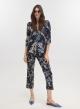 Navy Blue floral cropped Παντελόνι σε ίσια γραμμή Emme Marella - 0