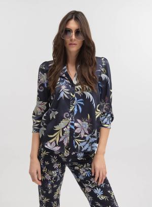 Navy Blue φλοράλ Μπλούζα twill με σχέδια Emme Marella - 42288