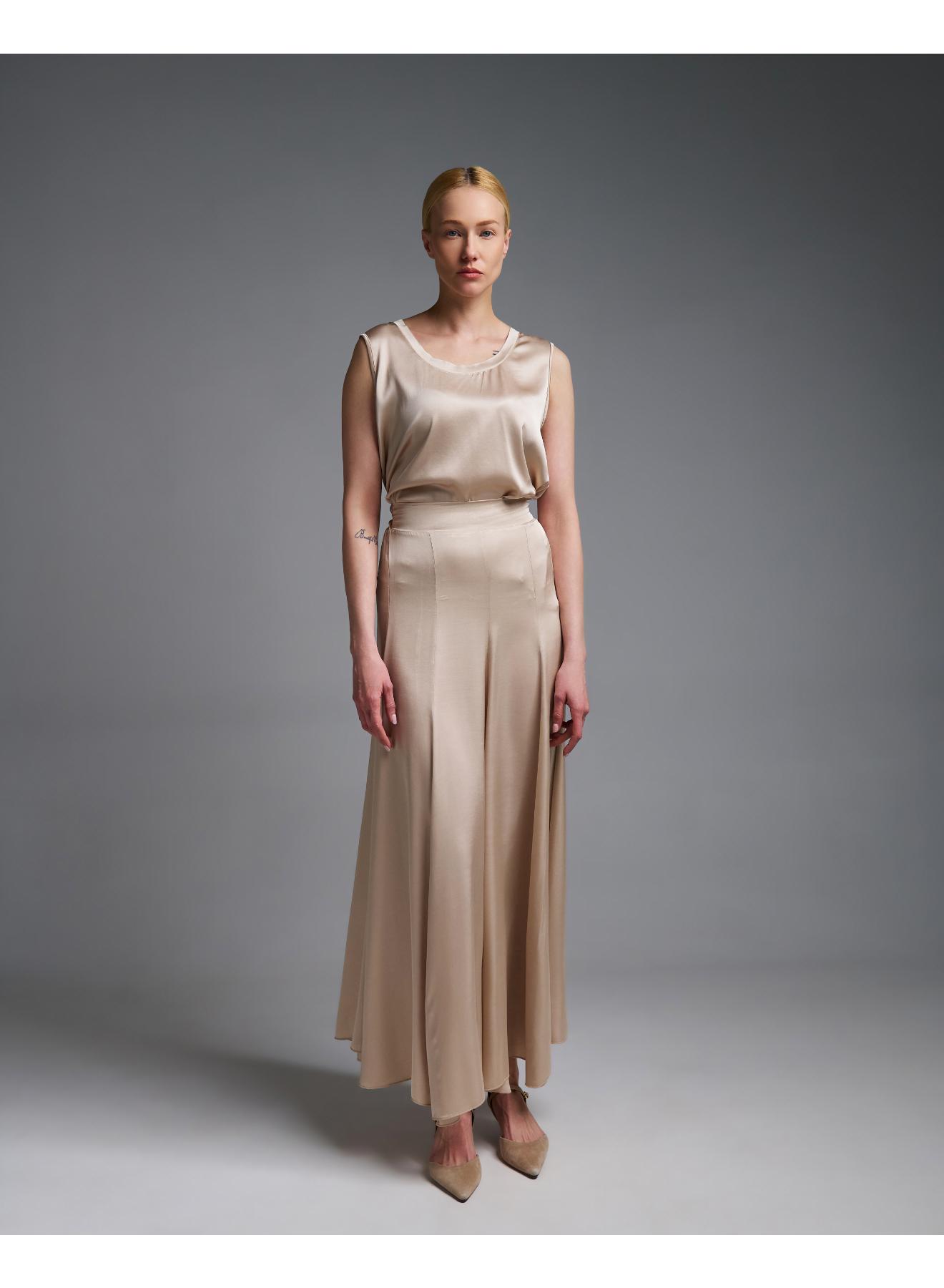 Μπεζ silky touch Φούστα με λάστιχο πίσω στη μέση Vicolo - 2