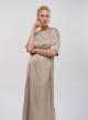 Taupe silky touch long Dress with short sleeves Clothe - 1