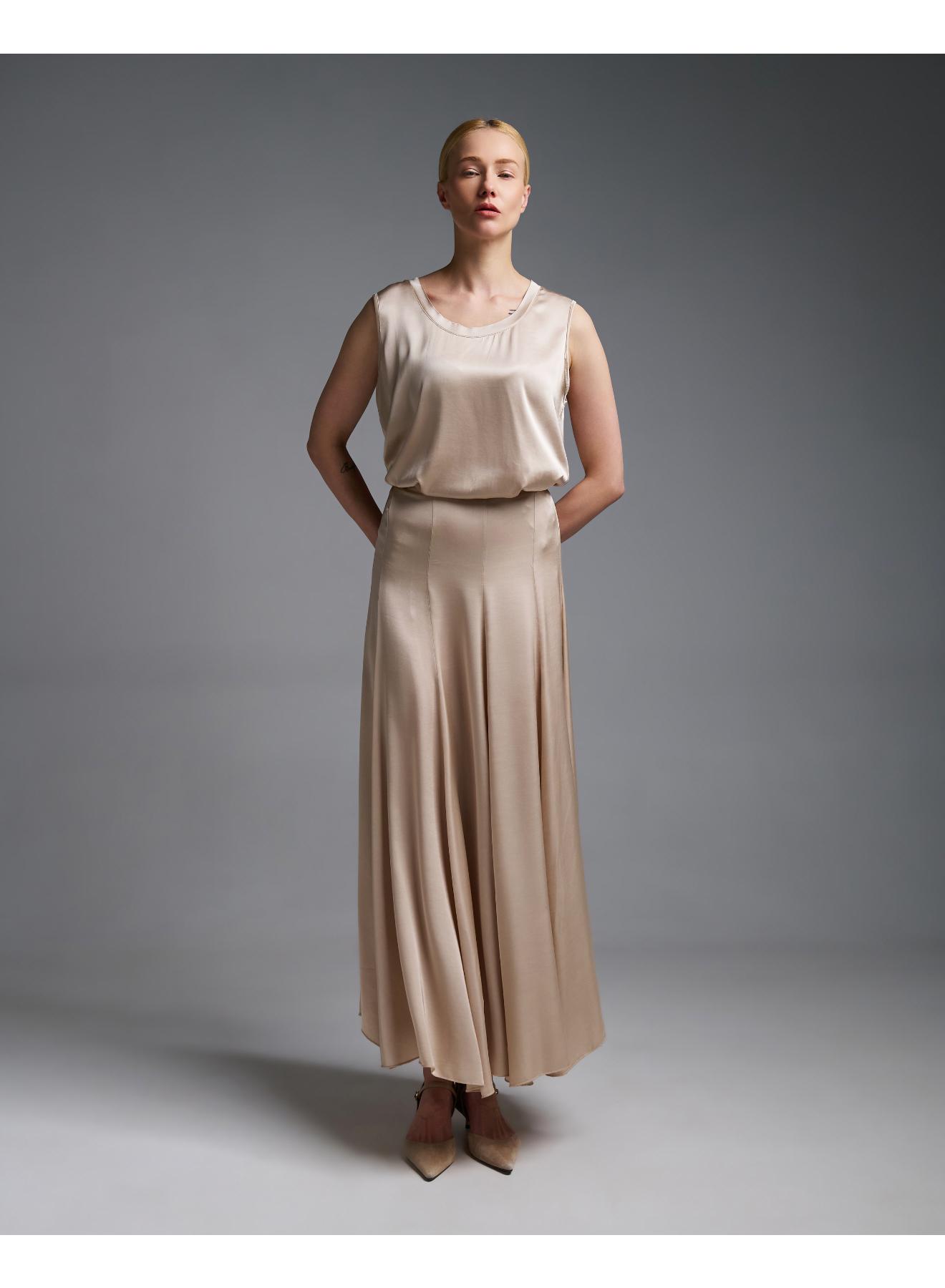 Μπεζ silky touch Φούστα με λάστιχο πίσω στη μέση Vicolo - 3