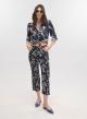 Navy Blue floral cropped Παντελόνι σε ίσια γραμμή Emme Marella - 3
