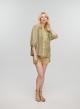 Tea-Gold new All Over Linen shirt with three quarters sleeves and with V neckline Greek Archaic Kori - 0