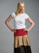 White-Camel-Red-Chocolate Dress with short sleevess wit two different fabrics and with ruffles Motel - 3
