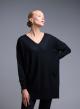 Black oversized Sweater with V neckline and with front pockets Valentina Milano - 0