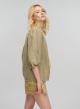 Tea-Gold new All Over Linen shirt with three quarters sleeves and with V neckline Greek Archaic Kori - 3