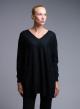 Black oversized Sweater with V neckline and with front pockets Valentina Milano - 2