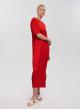 Red silky touch long Dress with short sleeves Clothe - 2