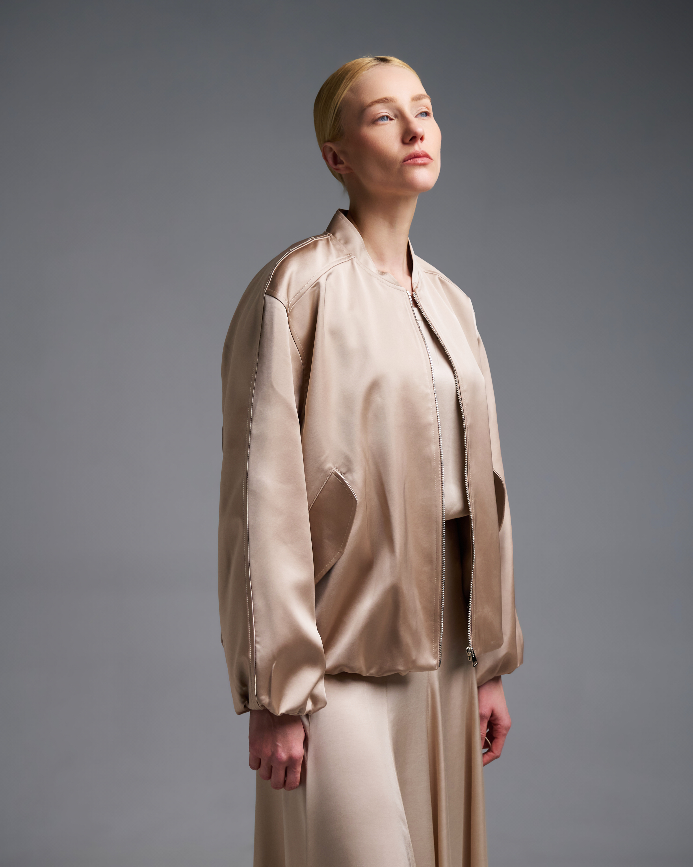 Μπεζ σατέν Μπουφάν bomber Vicolo - 1